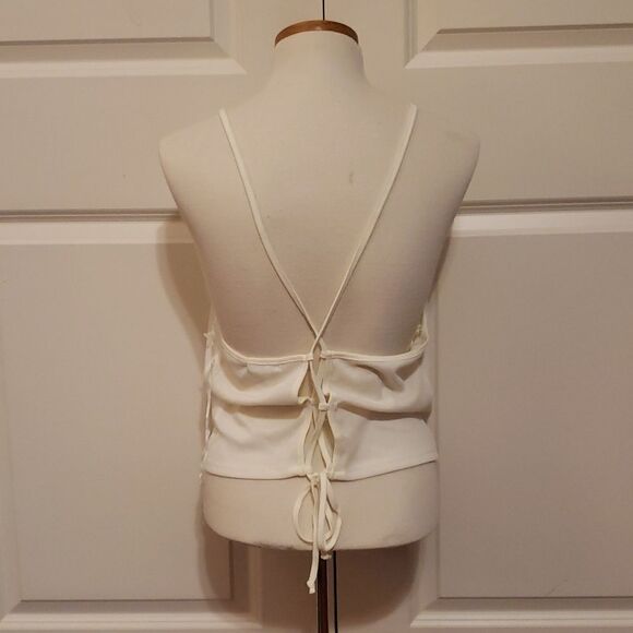 BP Ribbed Tie Back Crop Tank Top Off-White Size 1x NWOT‎ - Picture 2 of 6